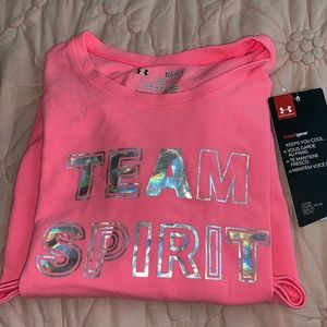 Bright pink under armor graphic glitter tee